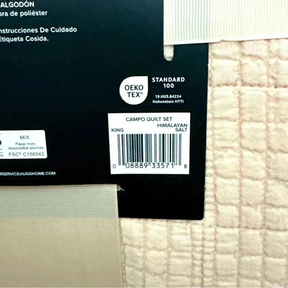 NWT UGG ® KING CAMPO QUILT 3 Pc SET "Himalayan Salt" Soft Pink - Picture 2 of 6